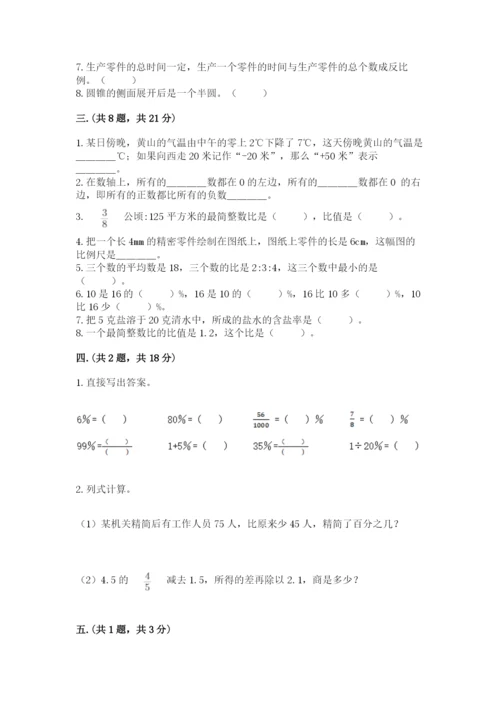 苏教版六年级数学小升初试卷及参考答案（能力提升）.docx