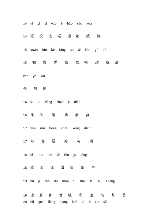 五年级语文下册生字表