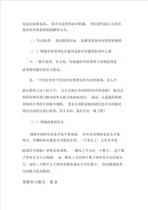 寒假实习报告汇编9篇