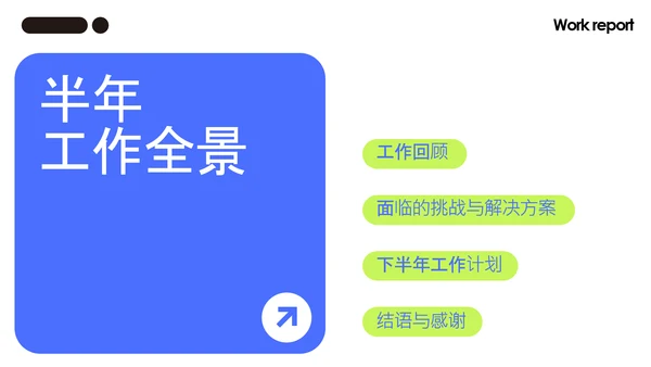 简约风蓝绿色年中述职PPT模板