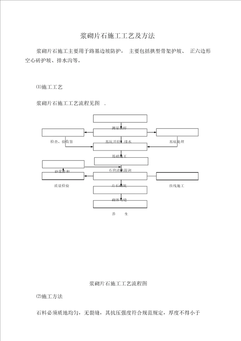 浆砌片石施工工艺及方法