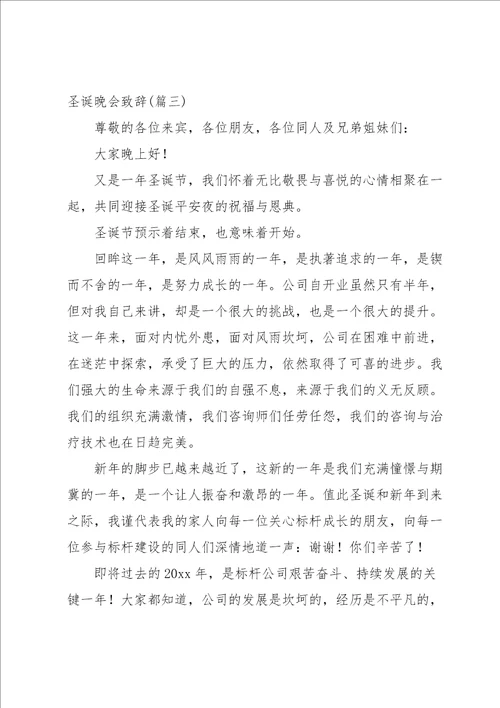 优秀圣诞晚会致辞3篇