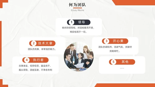 橙色实拍风团队协作五大障碍培训PPT