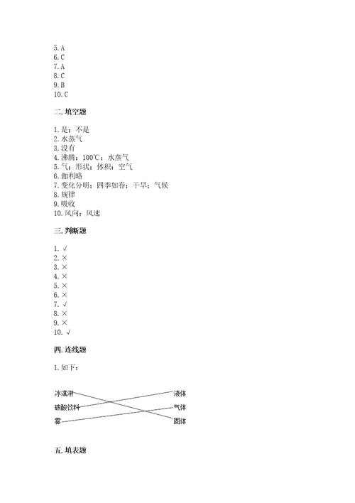 教科版科学三年级上册知识点期末测试卷附答案