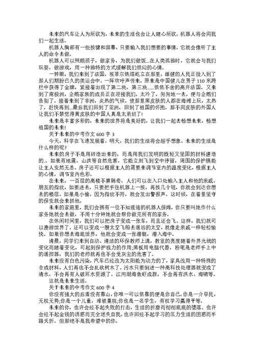 关于未来的中考作文600字