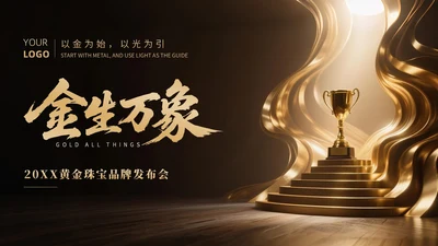 金色商务风黄金珠宝品牌发布会PPT模版
