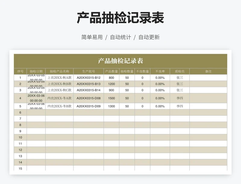 产品抽检记录表