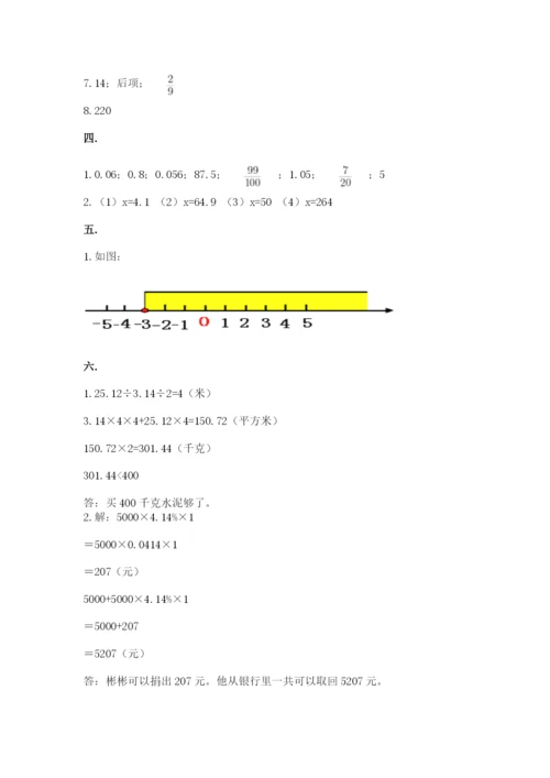沪教版六年级数学下学期期末测试题及参考答案【轻巧夺冠】.docx