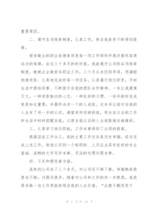 转正的述职报告范文.docx