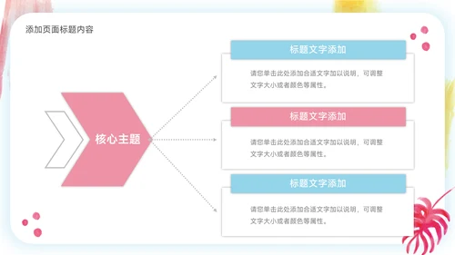 红粉创意元素简约风论文答辩PPT模板