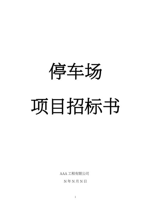 停车场项目招标书word模板