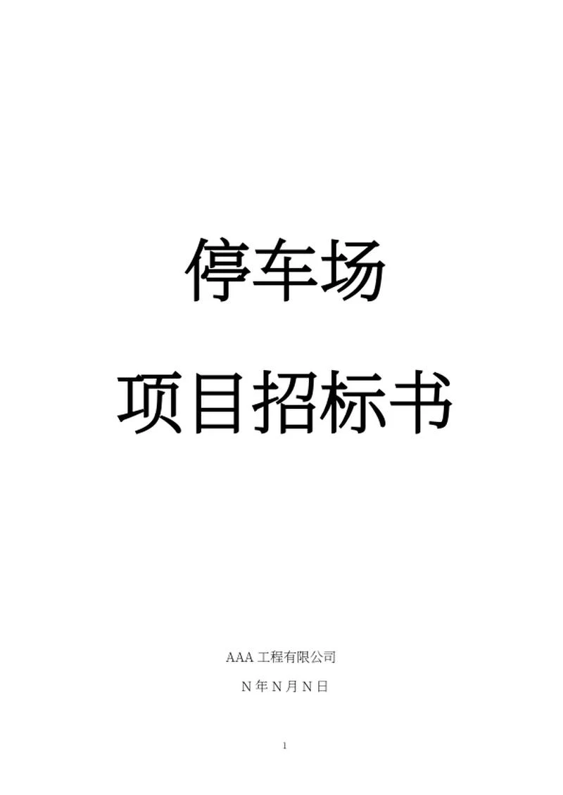 停车场项目招标书word模板