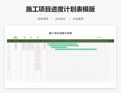 施工项目进度计划表模版