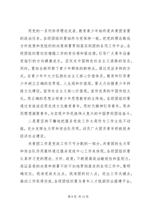 县共青团代表大会开幕式讲话稿.docx