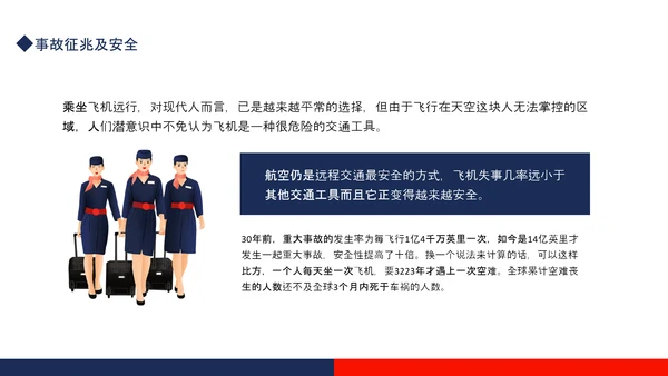 航空事故分析，空难自救的原则PPT模板