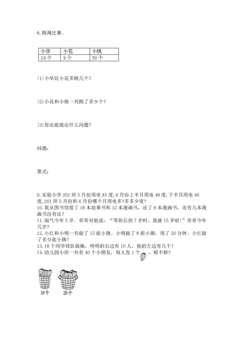一年级下册数学解决问题100道及完整答案【名校卷】.docx