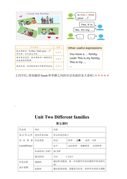 Unit 2 Different families  单元作业设计