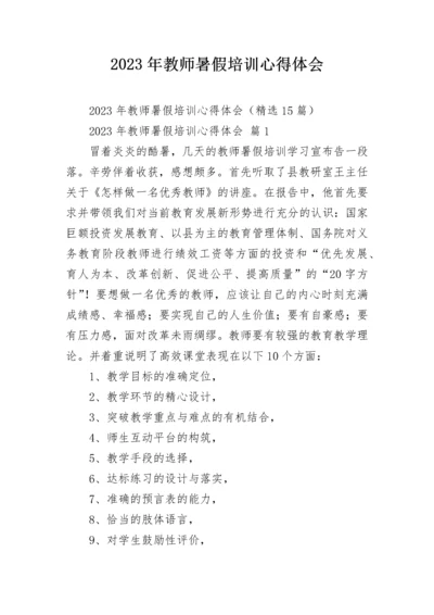 2023年教师暑假培训心得体会.docx