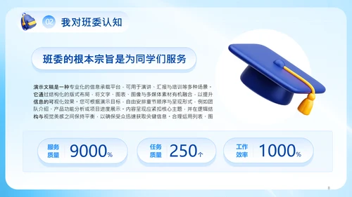 蓝色3D风大学生班委竞选PPT模板
