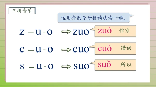 【课堂无忧】汉语拼音-7.  z c s 任务型教学（第1课时）（课件）