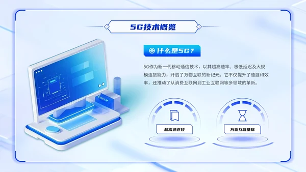 蓝黄双色科技风5G应用巿场拓展方案PPT模板
