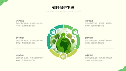 绿色清新简约生态文明节能环保低碳出行保护环境PPT模板