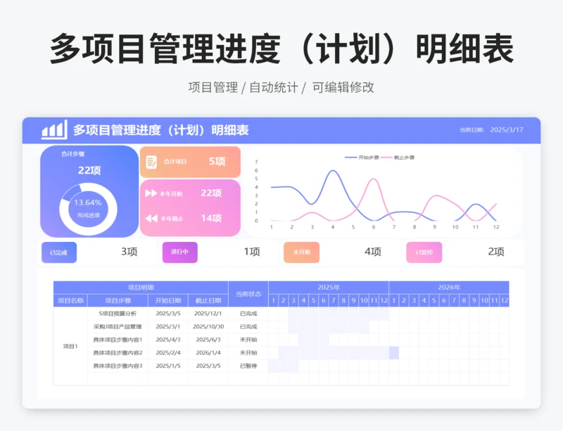 多项目管理进度（计划）明细表