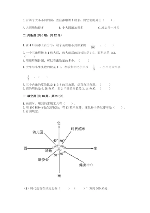 2022人教版六年级上册数学期末测试卷带答案（研优卷）.docx