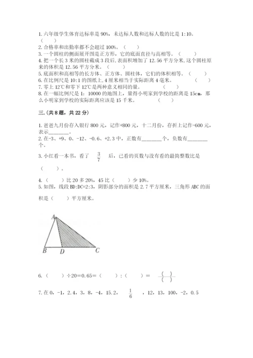 西师大版数学小升初模拟试卷及完整答案（各地真题）.docx