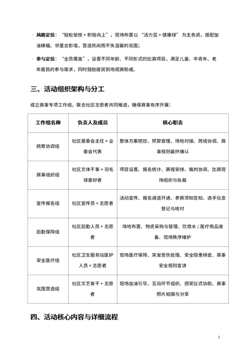 通用社区羽毛球比赛活动策划书