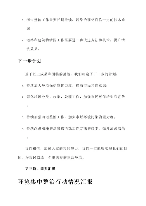 环境集中整治行动情况汇报
