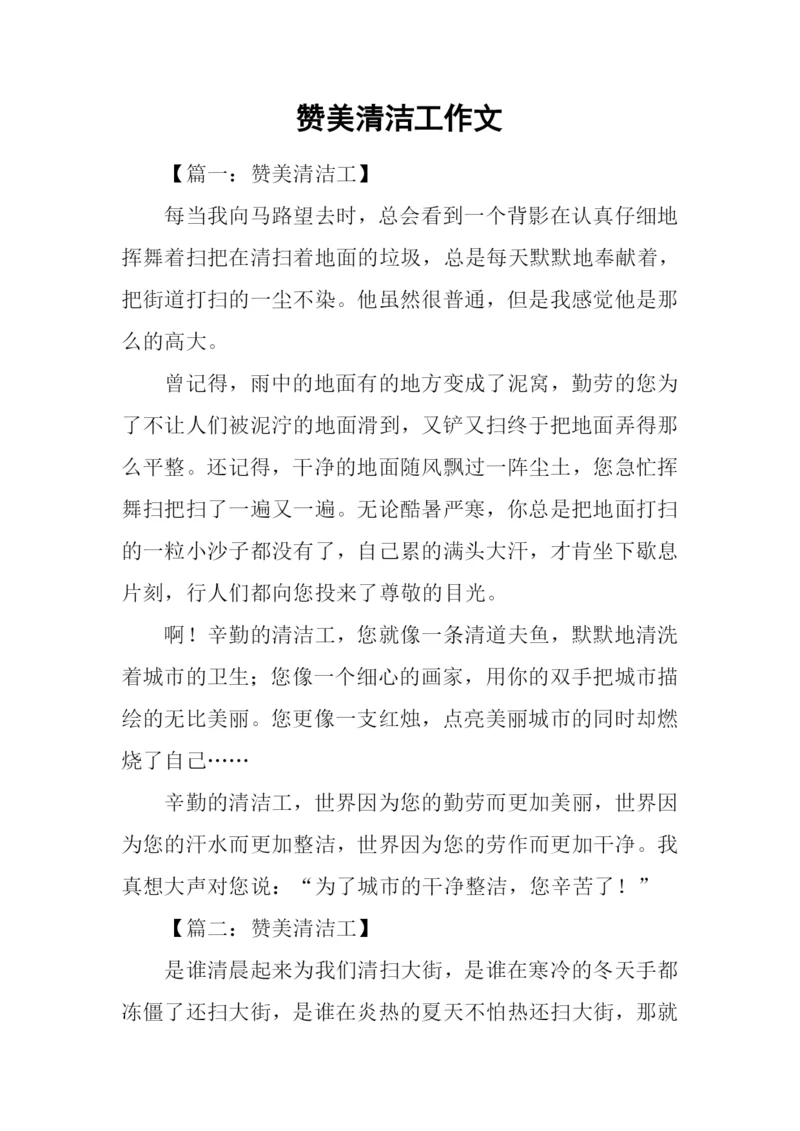 赞美清洁工作文.docx