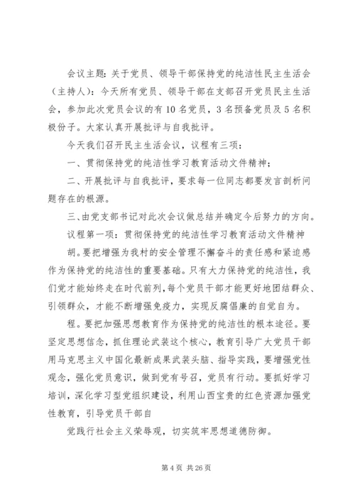 保持党的纯洁性民主生活会会议记录.docx