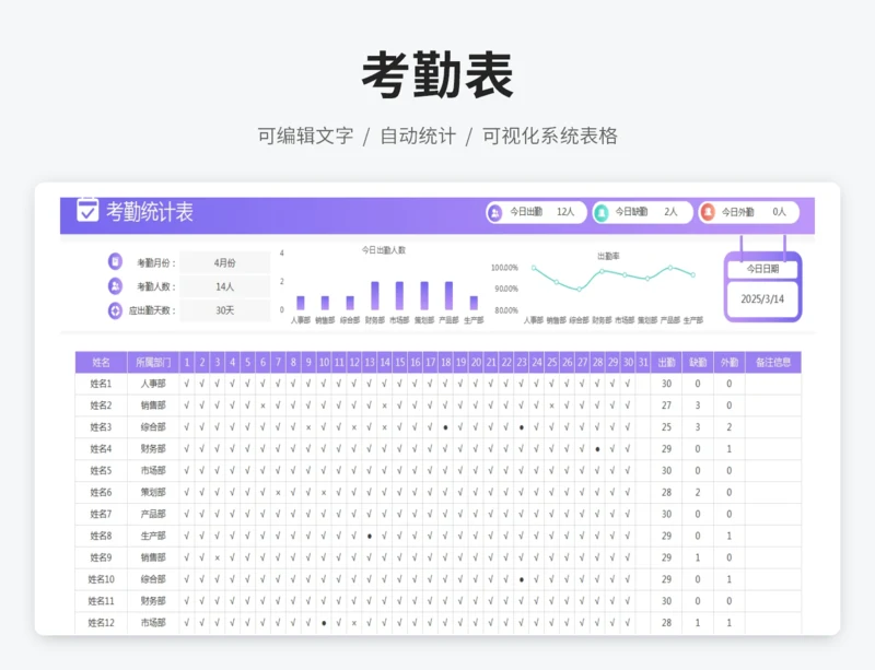 考勤表