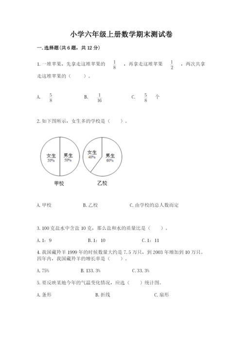 小学六年级上册数学期末测试卷含答案（能力提升）.docx