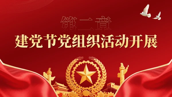 红金党政风党徽闪耀：引领时代新航程·建党节PPT模板