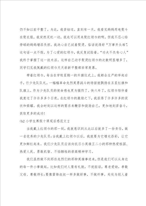 小学生寒假十课观后感范文3篇 小学生寒假十课观后感101