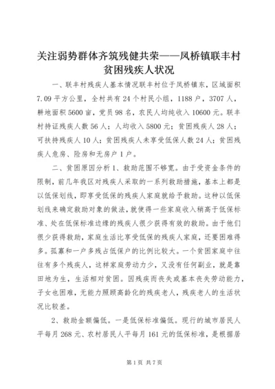 关注弱势群体齐筑残健共荣——凤桥镇联丰村贫困残疾人状况 (3).docx
