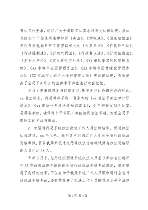 园林局普法工作自查报告范文.docx