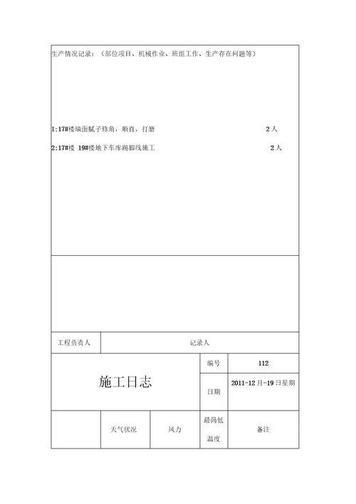 施工日志样本模板范本