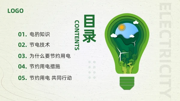 绿色简约节约用电你我共行PPT模板宣传PPT动态PPT