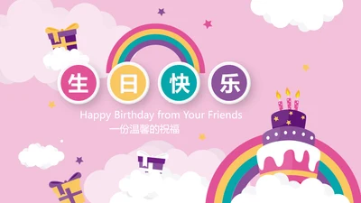 粉色生日快乐电子相册动态PPT模板