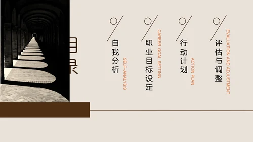 米咖色几何线条简约风职业规划书PPT模板