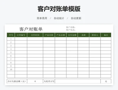 客户对账单模版