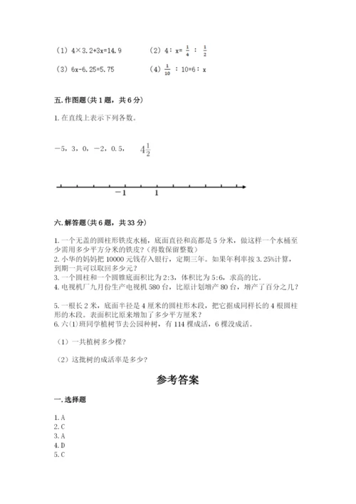 玛沁县六年级下册数学期末测试卷（达标题）.docx