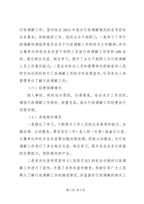 人防办行政调解工作自查报告.docx