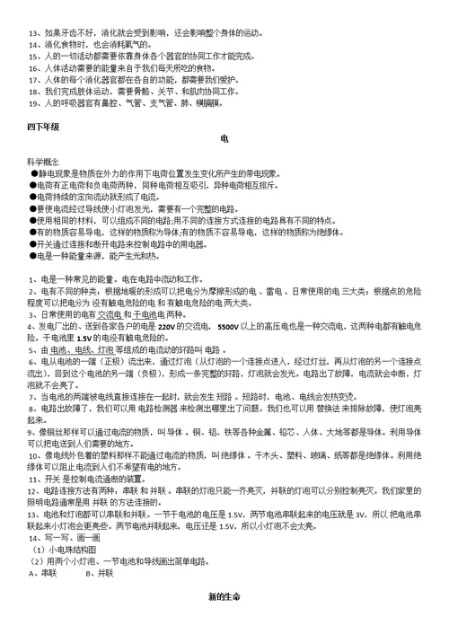 小学科学概念及重点知识点总汇(0002)