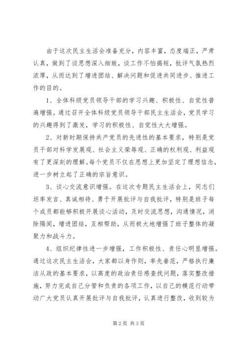 安监局党组XX年度科级党员领导干部民主生活会综合情况汇报.docx