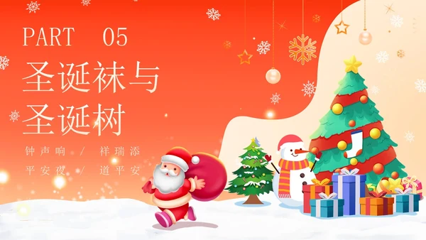 红色卡通可爱圣诞节介绍圣诞节活动平安夜活动策划PPT模板