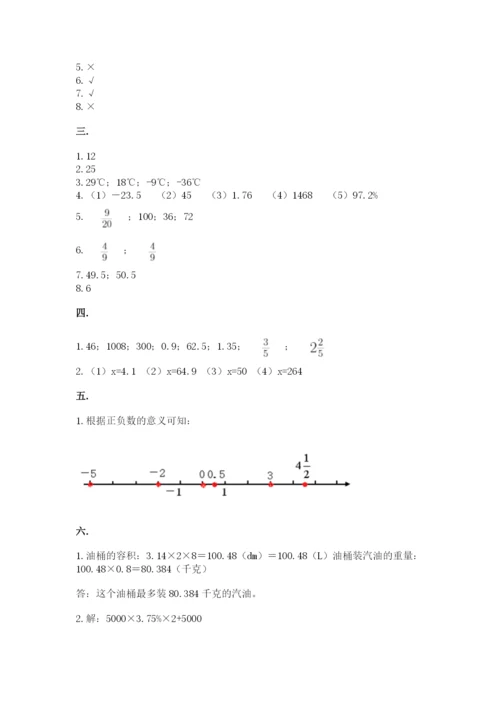 小学六年级下册数学摸底考试题【典型题】.docx